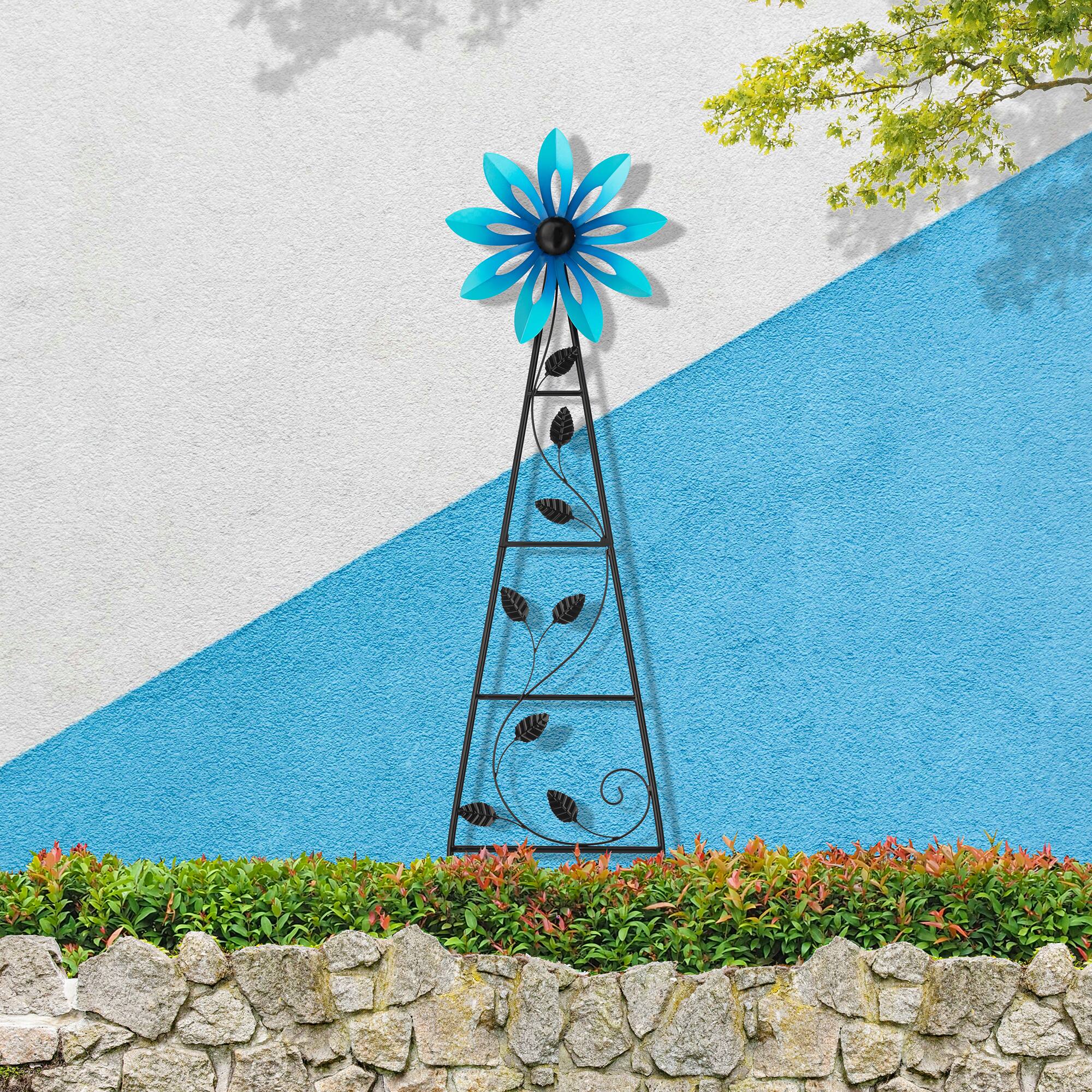 Glitzhome® 44" Metal Flower Wind Spinner Garden Stake